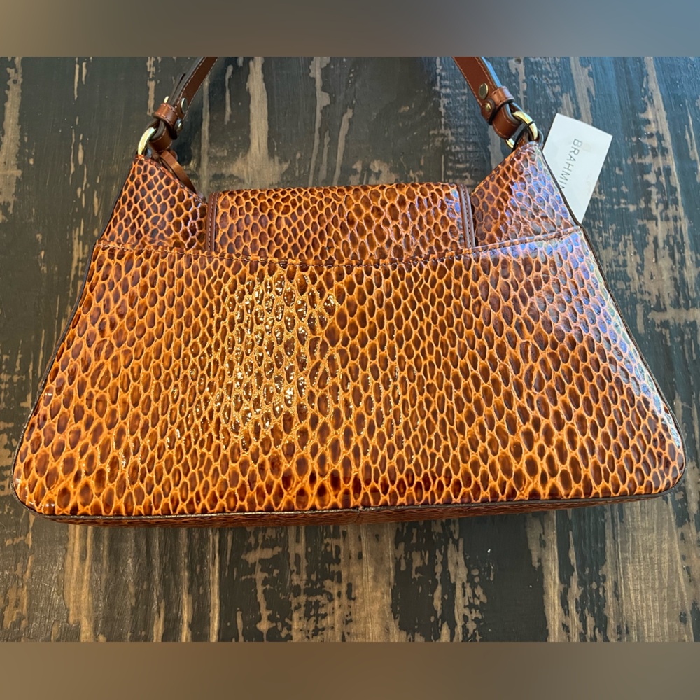 Brahmin Esme Nutmeg Janeway Snakeskin Embossed Shoulder Bag - Picture 8 of 16